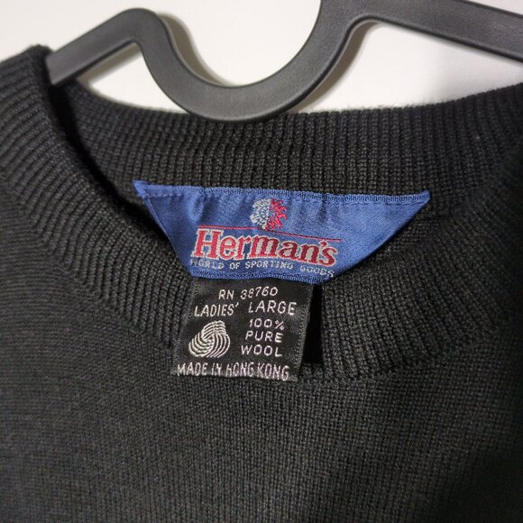 Vintage Wool Sweater Womens LARGE Black Neon Geometric Long Sleeve NOS - Picture 3 of 6